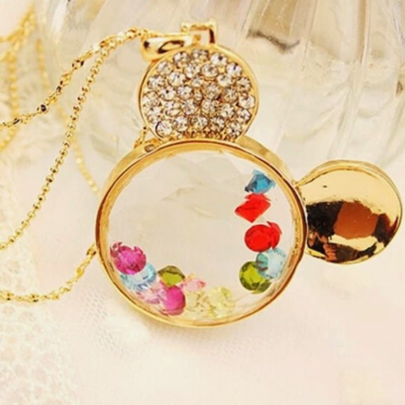 Disney Mickey Mouse Crystal Glass Sweater Necklace - Picture 1 of 2